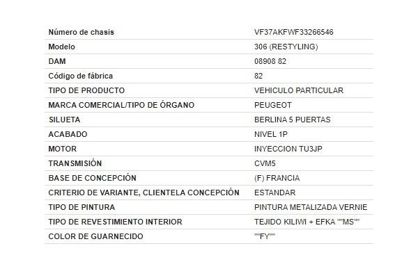 peugeot 306 (7b, n3, n5) del año 2002