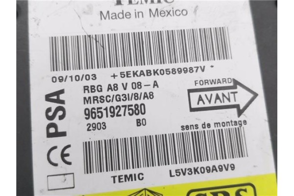 Recambio de centralita airbag para citroen c3 1.4 hdi referencia OEM IAM 9651927580  