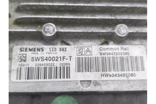 Recambio de centralita para citroen c3 1.4 hdi referencia OEM IAM 9647202380 5WS40021FT 