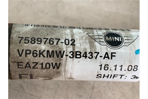 Recambio de palier delantero izquierdo para mini mini (r56) 1.6 cooper referencia OEM IAM 758976702  