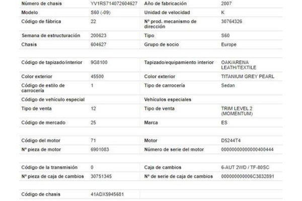 volvo s60 berlina del año 2007