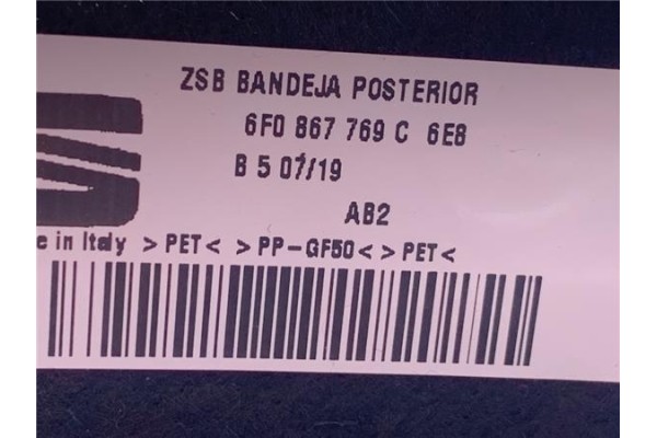 Recambio de bandeja trasero para seat ibiza (kj1) 1.0 style referencia OEM IAM 6F0867769C  