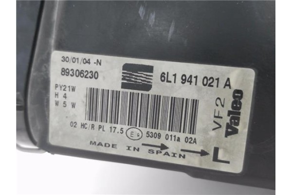 Recambio de faro delantero izquierdo para seat ibiza (6l1) 1.9 sdi referencia OEM IAM 6L1941021A 89306230 