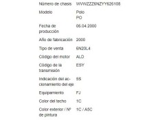 volkswagen polo iii berlina (6n2) del año 2000
