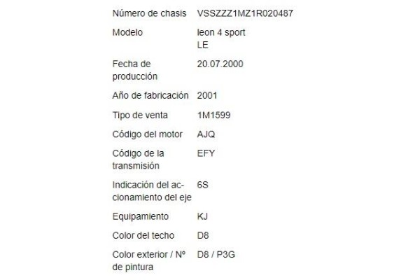 seat leon (1m1) del año 2000