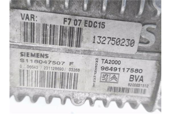 Recambio de centralita para citroen c5 berlina 2.0 hdi (dcrhzb, dcrhze) referencia OEM IAM 9649117580 S118047507F 