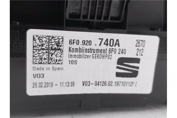 Recambio de cuadro completo para seat ibiza (kj1) 1.0 style referencia OEM IAM 6F0920740A A2C17414400 