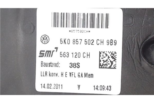 Recambio de retrovisor electrico derecho para volkswagen golf vi (5k1) 1.6 advance referencia OEM IAM 5K0857502CH  