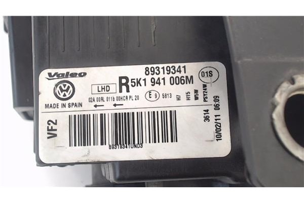 Recambio de faro delantero dcho para volkswagen golf vi (5k1) 1.6 advance referencia OEM IAM 5K1941006M  