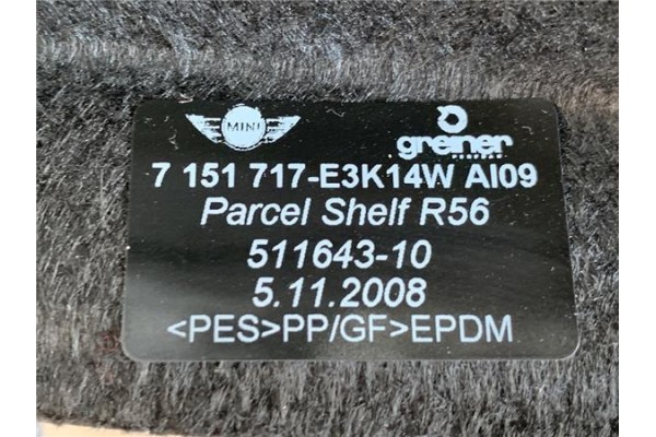 Recambio de bandeja trasero para mini mini (r56) 1.6 cooper s referencia OEM IAM 7151717E3K14WAI09  