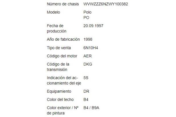 volkswagen polo iii (6n1) del año 1998