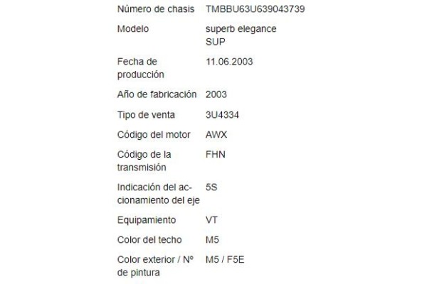 skoda superb (3u4) del año 2003