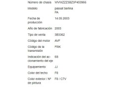 volkswagen passat berlina (3b3) del año 2003