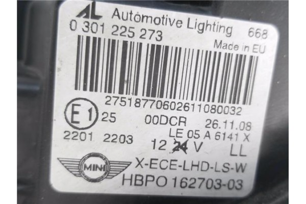 Recambio de faro xenon izquierdo para mini mini (r56) 1.6 cooper s referencia OEM IAM 0301225273 1,30733E+11 