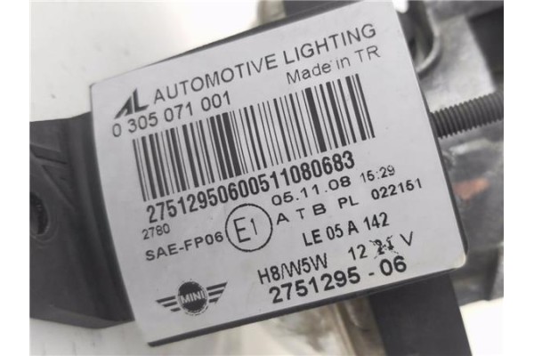 Recambio de faro antiniebla izquierdo para mini mini (r56) 1.6 cooper s referencia OEM IAM 275129506 305071001 