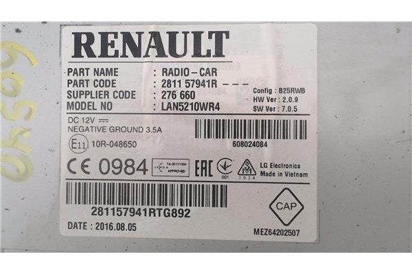 Recambio de autoradio para renault clio iv 0.9 limited referencia OEM IAM 281157941R  