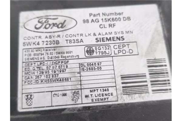 Recambio de centralita para ford focus (daw, dbw) 1.6 tdci referencia OEM IAM 98AG15K600DB 5WK47230B 