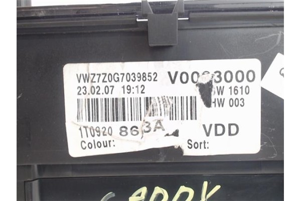 Recambio de cuadro completo para volkswagen caddy (2k) 1.9 kombi referencia OEM IAM 1T0920863A  