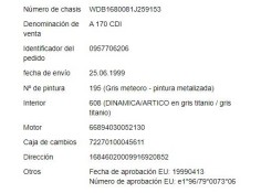 mercedes-benz clase a (bm 168) del año 1999