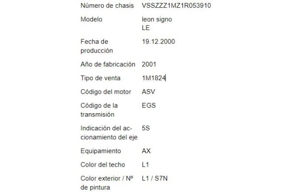 seat leon (1m1) del año 2001