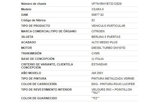 citroen xsara berlina del año 2001