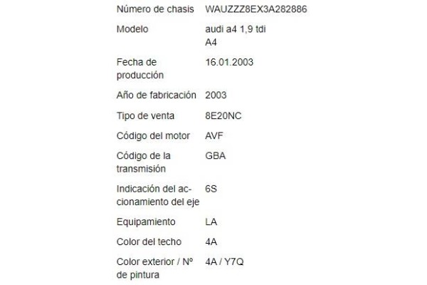 audi a4 berlina (8e) del año 2003