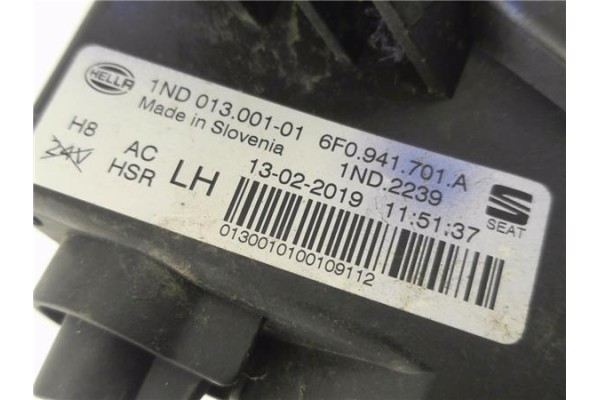 Recambio de faro antiniebla izquierdo para seat ibiza (kj1) 1.0 style referencia OEM IAM 6F0941701A 1ND01300101 