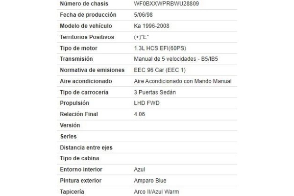 ford ka (ccq) del año 1998