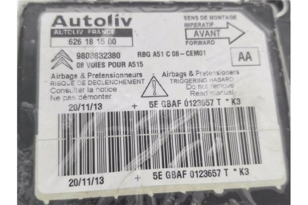 Recambio de centralita airbag para citroen c3 1.2 collection referencia OEM IAM 9803832380 626181500 