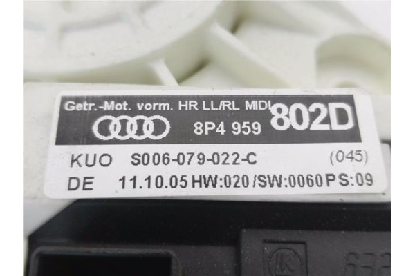 Recambio de motor elevalunas trasero derecho para audi a3 sportback (8pa) 2.0 tdi ambiente referencia OEM IAM 8P4959802D S000607