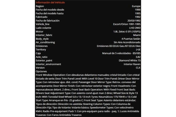 ford orion del año 1992