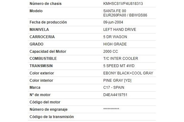 hyundai santa fe (sm) del año 2004