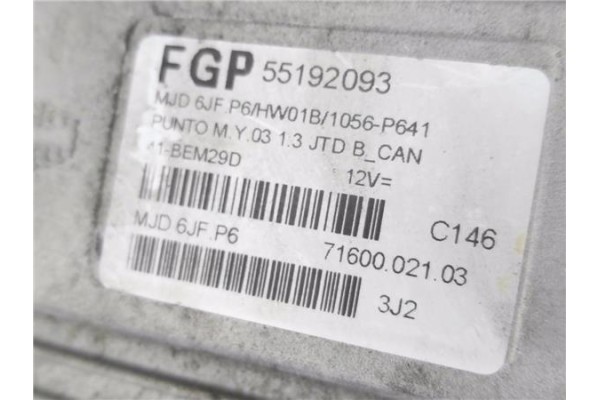 Recambio de centralita para fiat ii punto (188) berlina 1.3 jtd 16v referencia OEM IAM FGP55192093 7160002103 