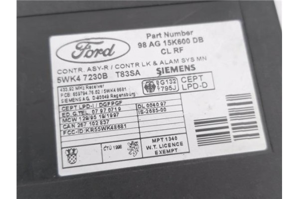 Recambio de centralita para ford focus (daw, dbw) 1.8 di / tddi referencia OEM IAM 98AG15K600DB 5WK47230B 