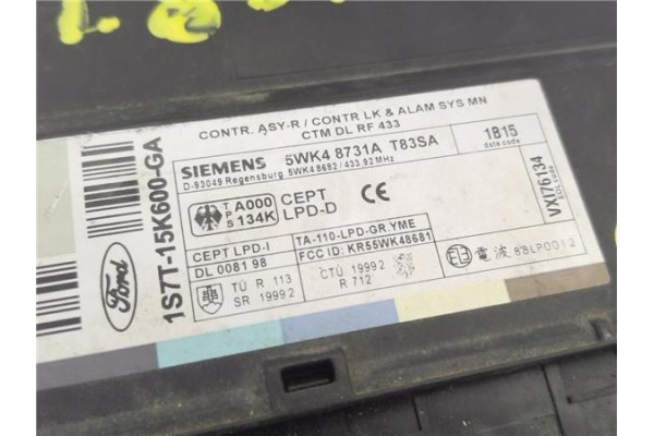 Recambio de centralita para ford mondeo iii (b5y) 1.8 16v referencia OEM IAM 1S7T15K600GA 5WK48731A 