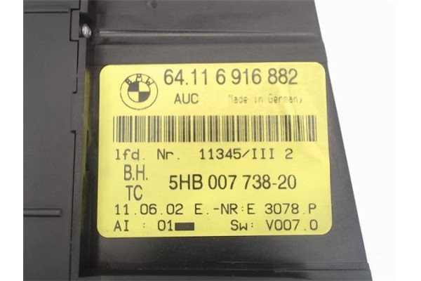 Recambio de mandos climatizador para bmw serie 3 compacto (e46) 2.0 320td referencia OEM IAM 64116916882 5HB00773820 