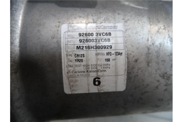 Recambio de compresor aire acond. para nissan micra v (k14) 1.5 acenta referencia OEM IAM 926003VC6B M216H300929 