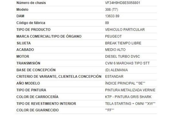 peugeot 308 sw del año 2014