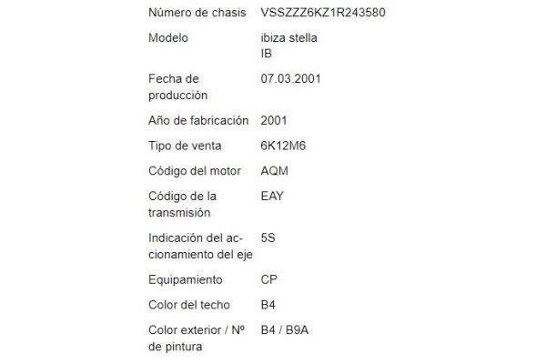 seat ibiza (6k1) del año 2001