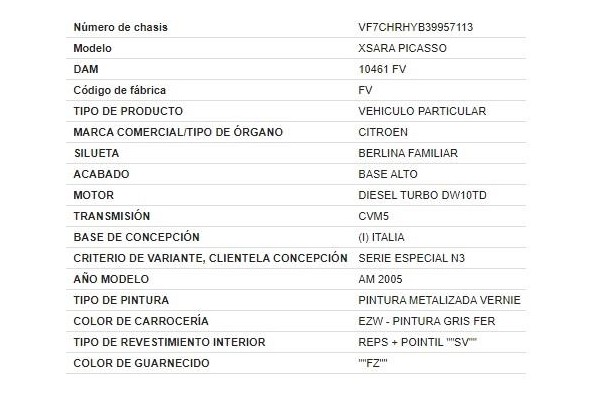 citroen xsara picasso del año 2005