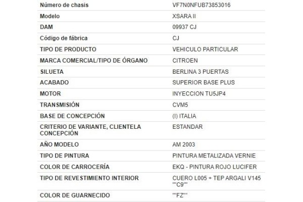 citroen xsara berlina del año 2004