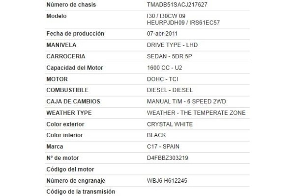 hyundai i30 (fd) del año 2011