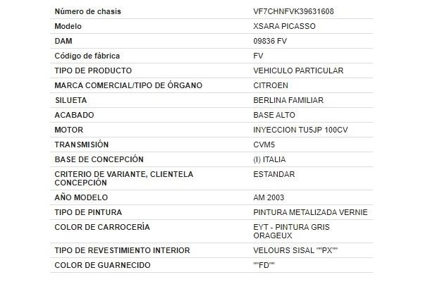 citroen xsara picasso del año 2003