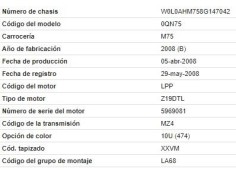 opel zafira del año 2008