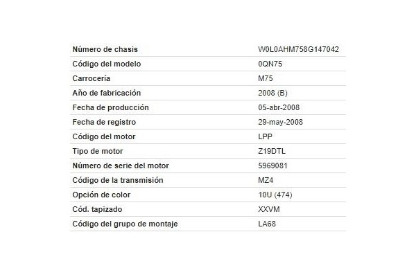 opel zafira del año 2008
