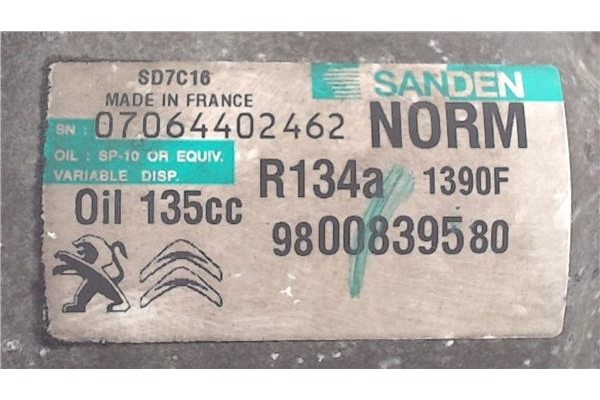 Recambio de compresor aire acond. para peugeot 308 sw 1.6 hdi 84kw 114cv referencia OEM IAM 9800839580  