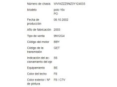 volkswagen polo iv (9n1) del año 2003