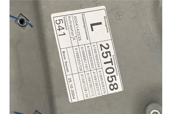 Recambio de mecanismo elevalunas trasero izquierdo para mercedes-benz clase a (bm 169) 2.0 a 180 cdi (169.007) referencia OEM IA