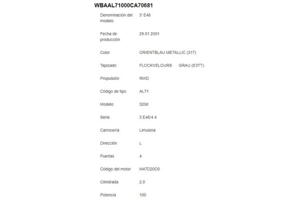 bmw serie 3 berlina (e46) del año 2001