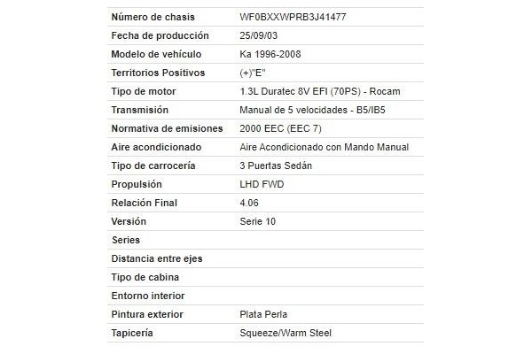 ford ka (ccq) del año 2004